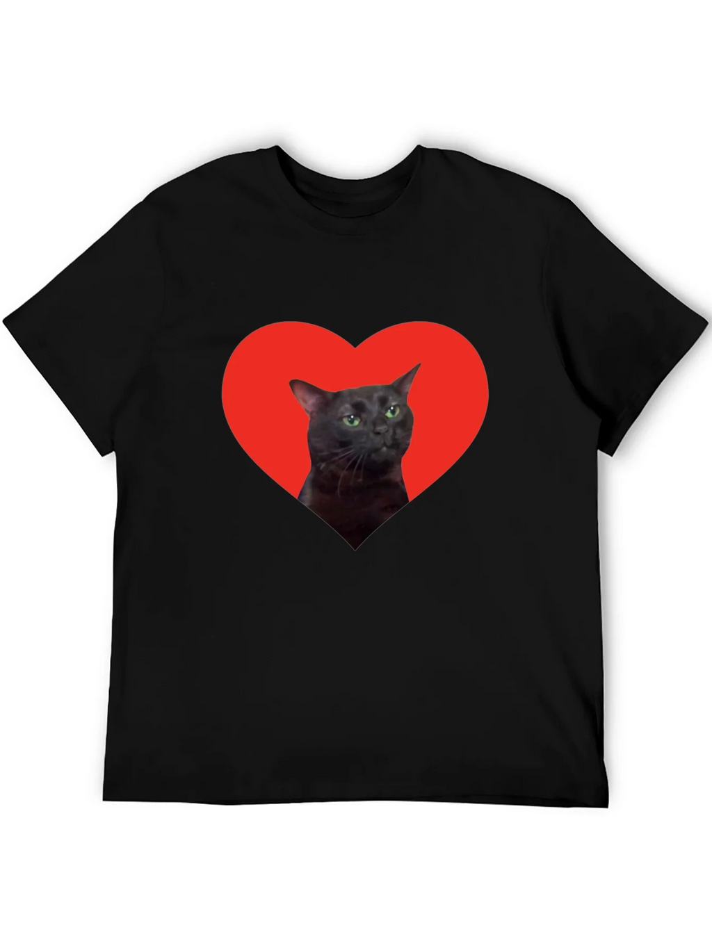 Cat Heart Graphic Tee - Black Cotton T-Shirt product image 5