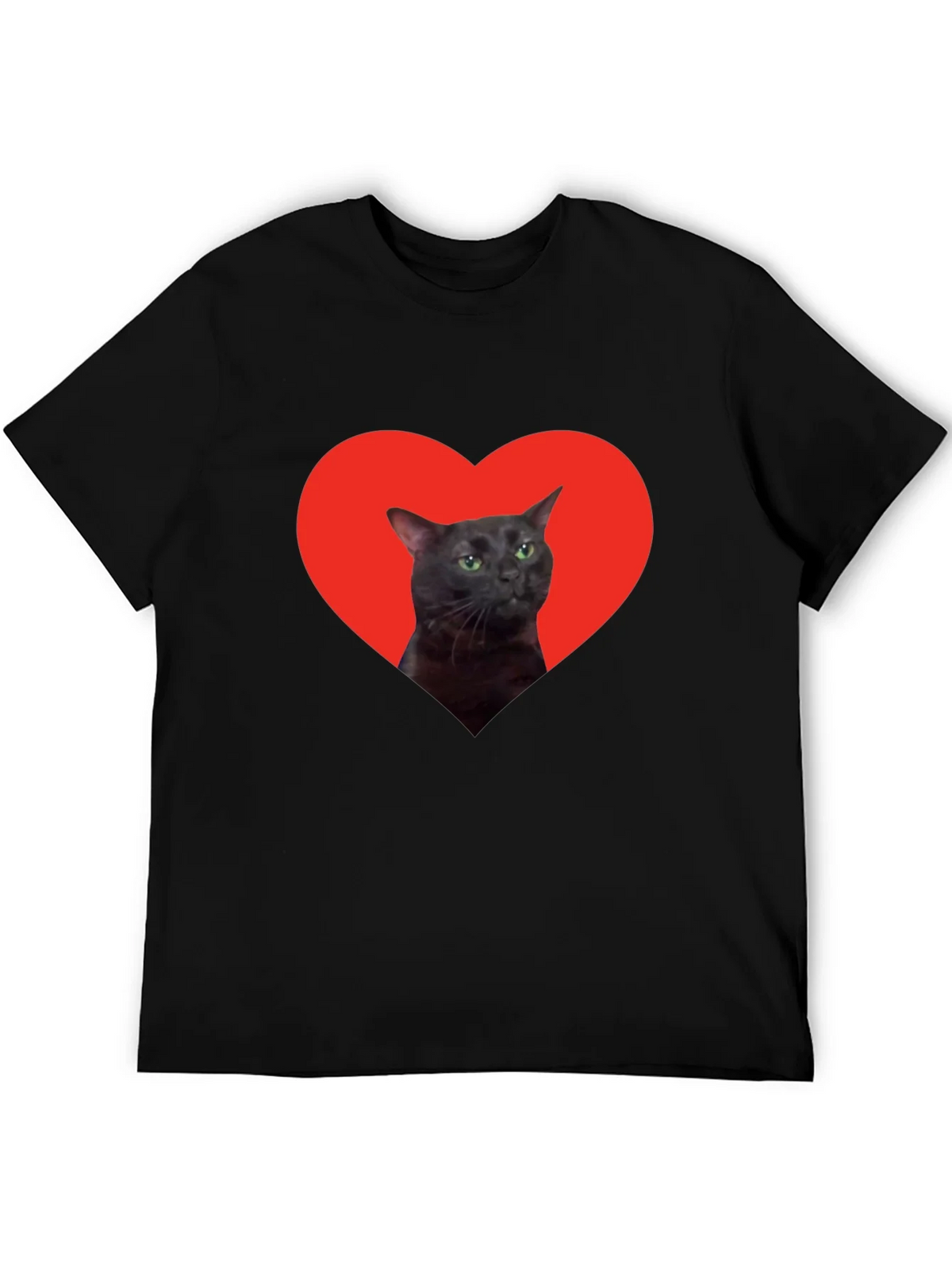 Cat Heart Graphic Tee - Black Cotton T-Shirt product image 5