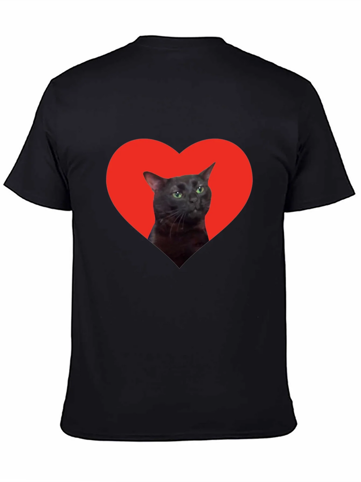 Cat Heart Graphic Tee - Black Cotton T-Shirt product image 4
