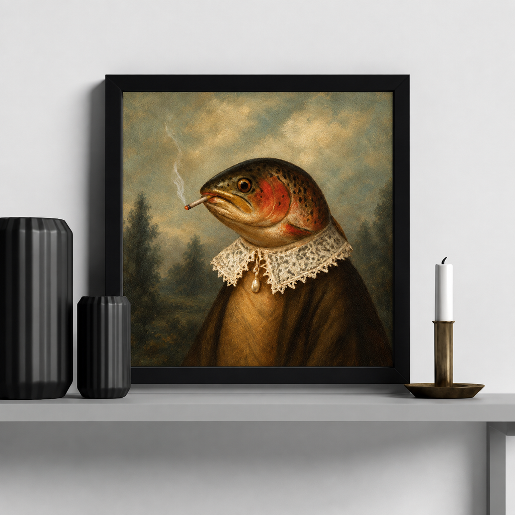 Vintage Smoking Trout Canvas