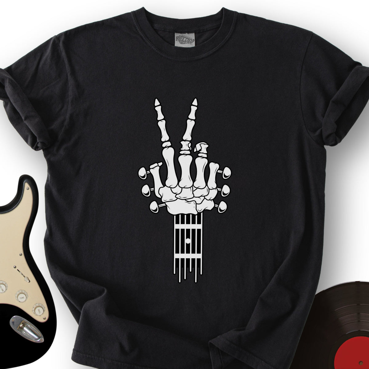 Skeleton Peace Guitar T-Shirt product image 1