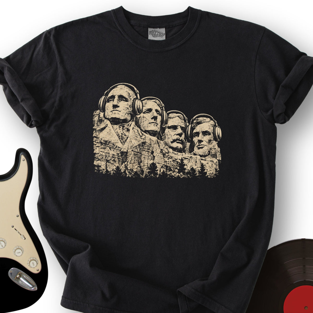 Mount Rushmore Headphones T-Shirt product image 1