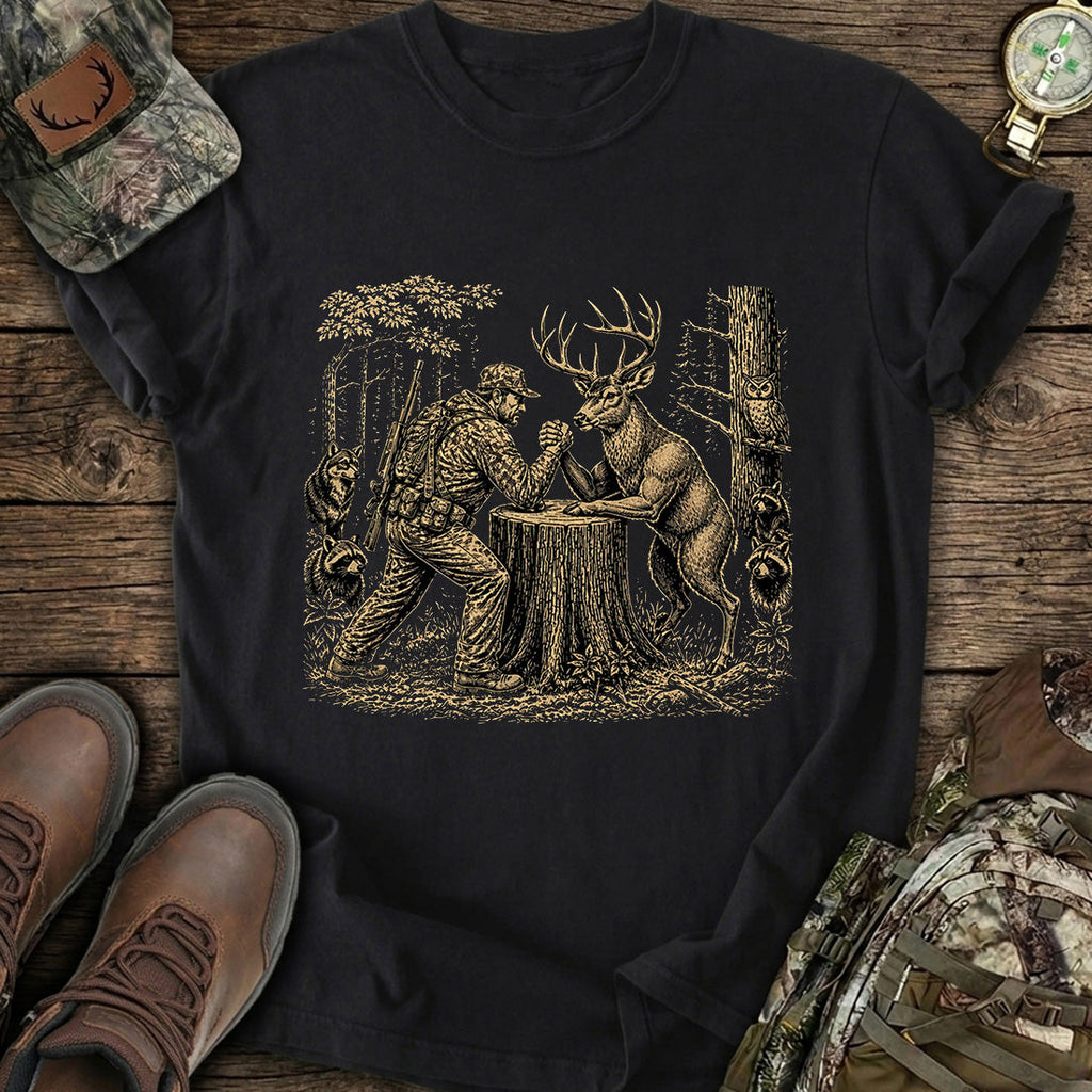 Deer Hunter Arm Wrestling T-Shirt product image 1