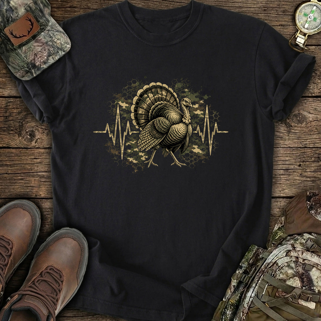 Turkey Hunting Heartbeat T-Shirt product image 1