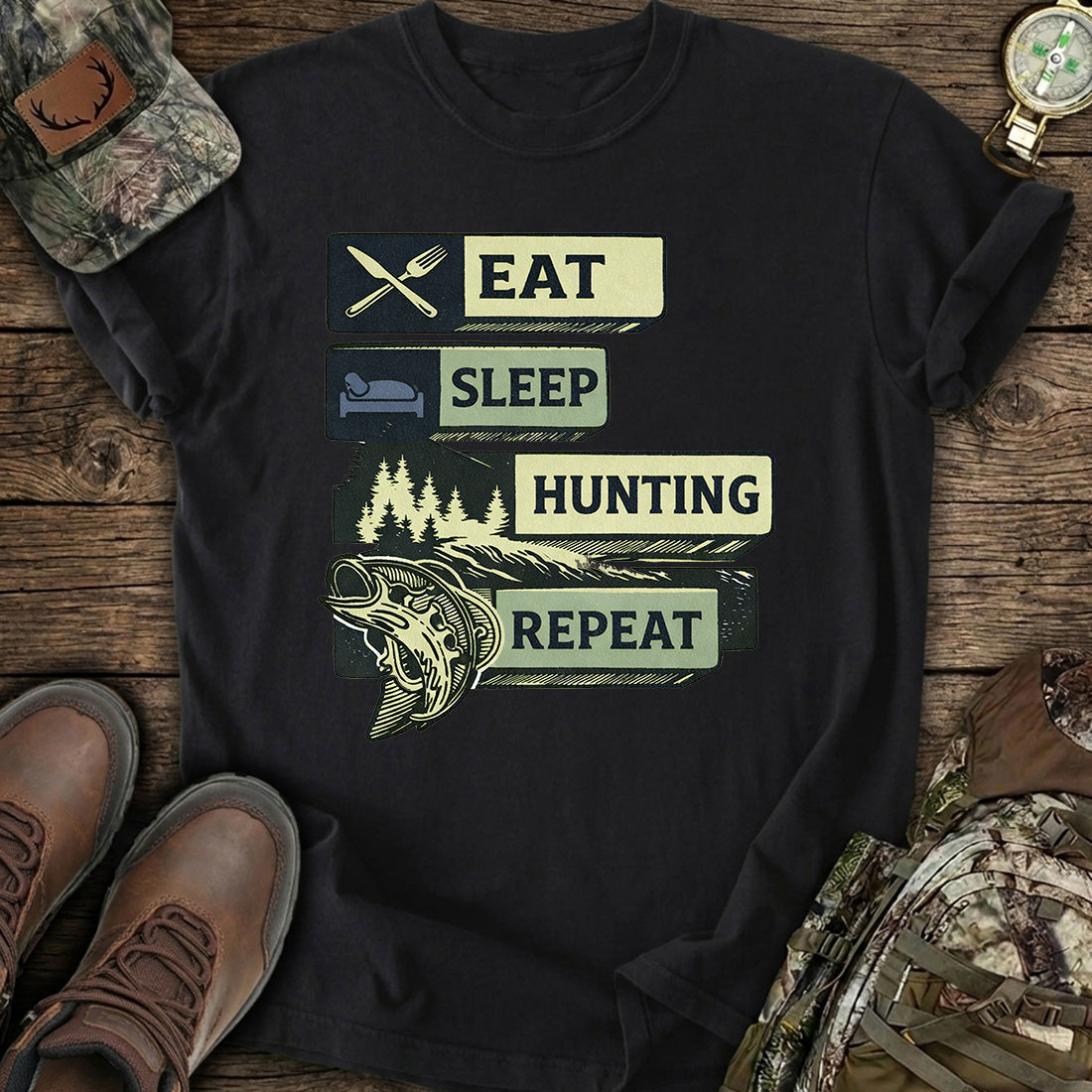 Eat Sleep Hunting Repeat T-Shirt product image 2