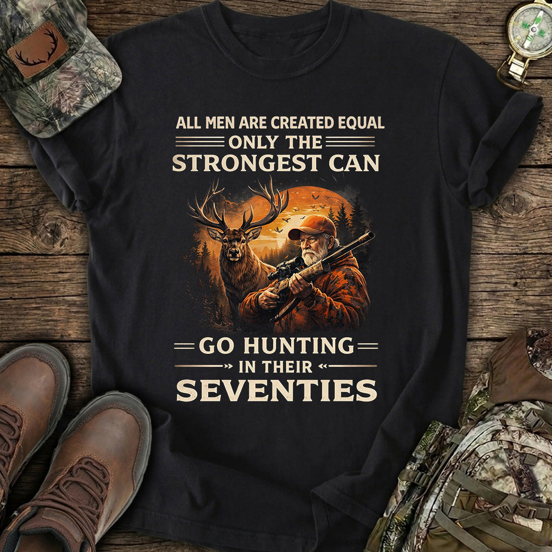 Hunting Seventies Strong Men T-Shirt product image 1