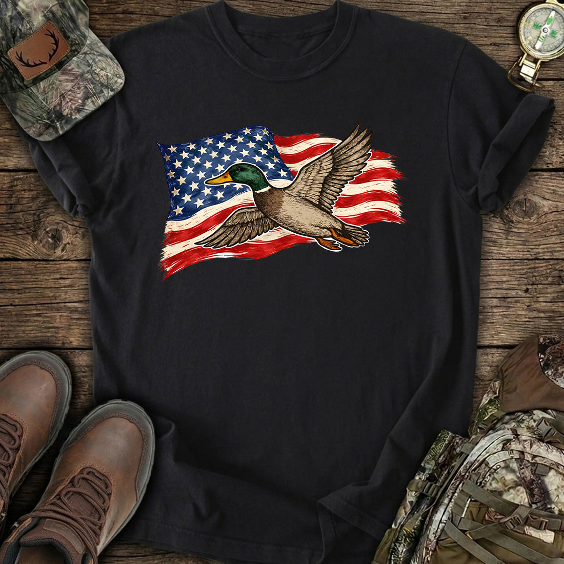 American Flag Duck Hunting T-Shirt product image 3