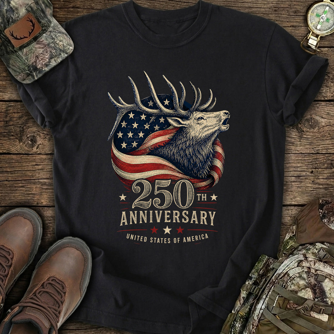 Patriotic Elk Hunting T-Shirt product image 1