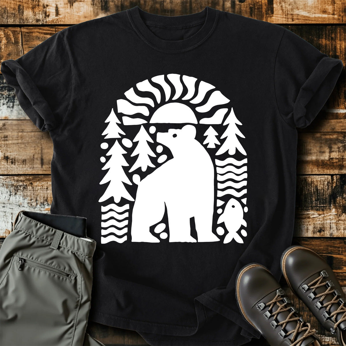 Bear Forest Lake Sunset T-Shirt product image 5