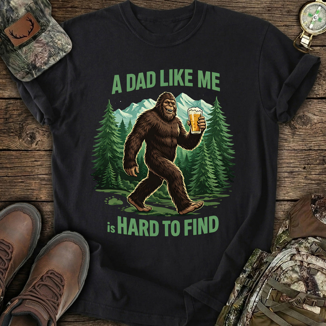 Funny Bigfoot Beer Dad T-Shirt product image 1