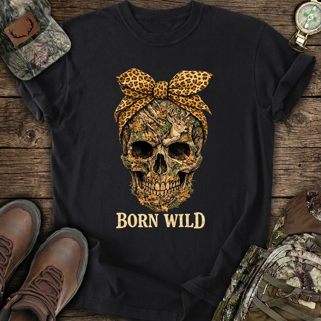 Born Wild Skull Hunting T-Shirt product image 1