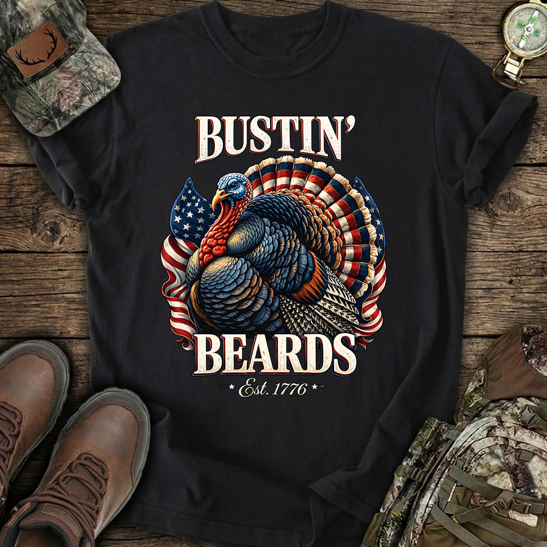 Turkey Hunting Bustin Beards T-Shirt product image 1