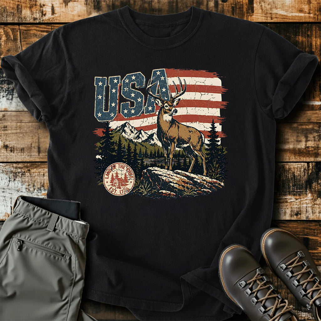 USA Deer Hunting Mountain T-Shirt product image 1