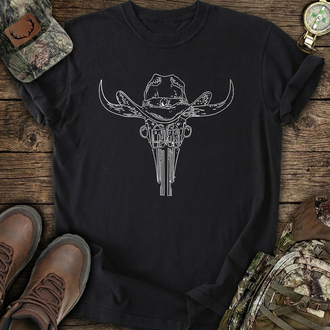 Outlaw Horns Revolver T-Shirt product image 2