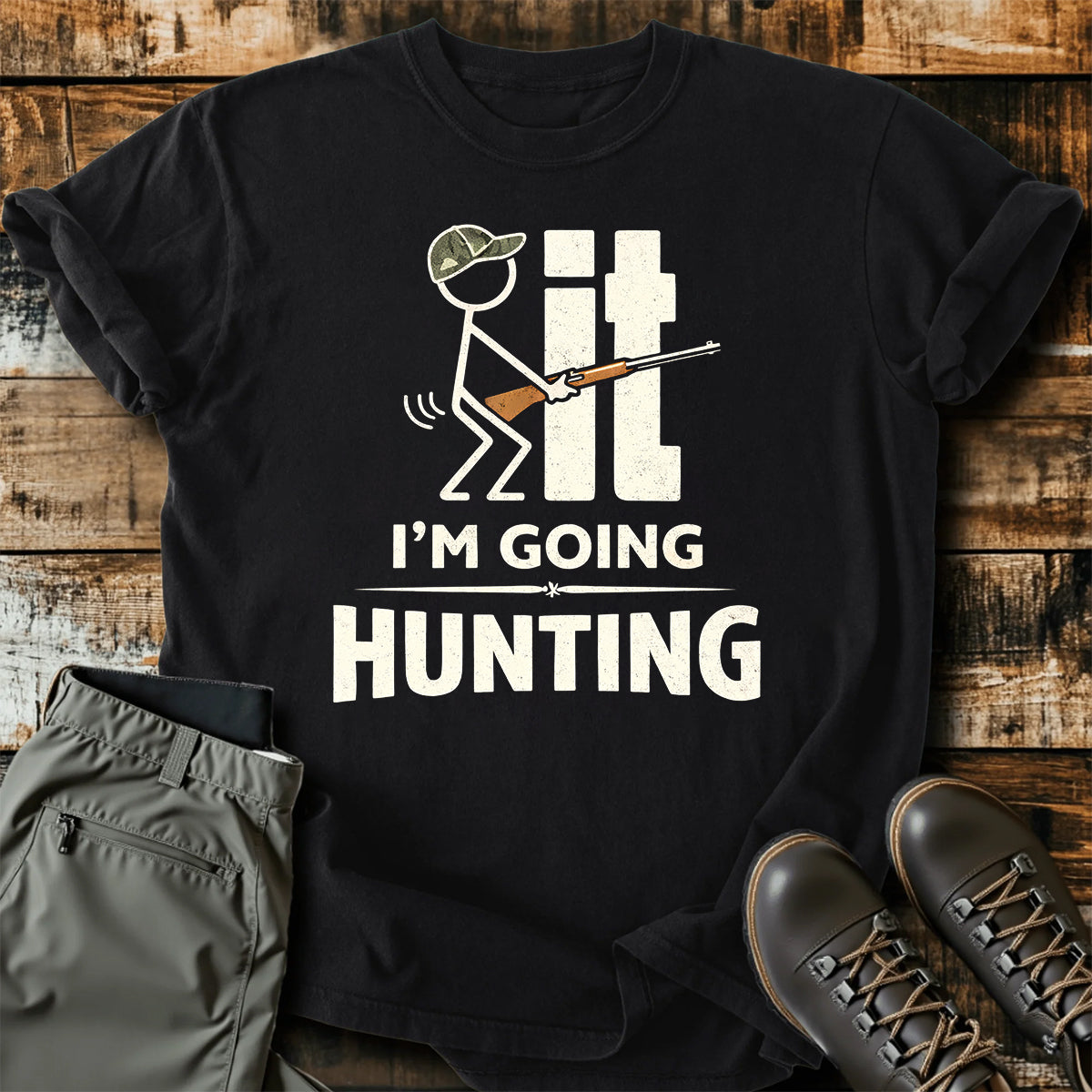 Funny Hunting Stickman T-Shirt product image 1