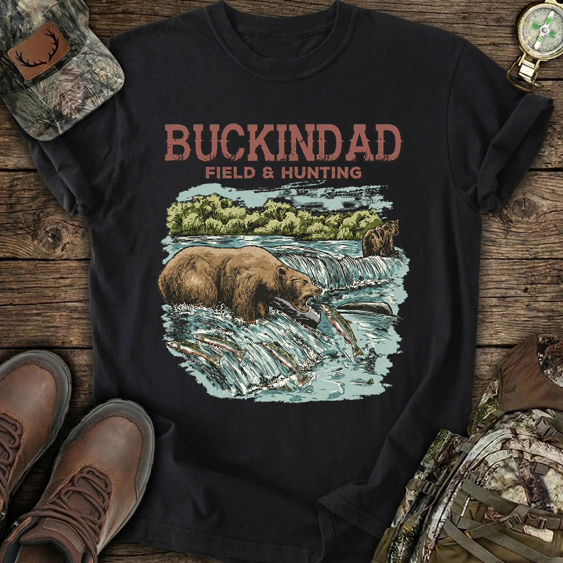 Bear Fishing Hunting T-Shirt product image 1