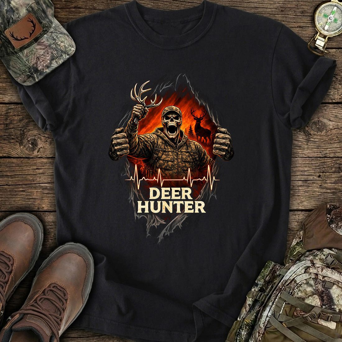 Deer Hunter Skull Graphic T-Shirt product image 1