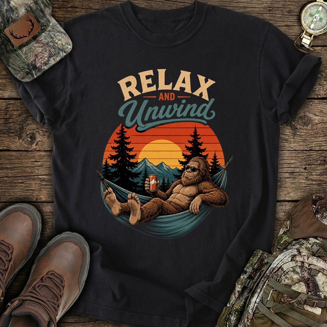 Funny Bigfoot Camping T-Shirt product image 1