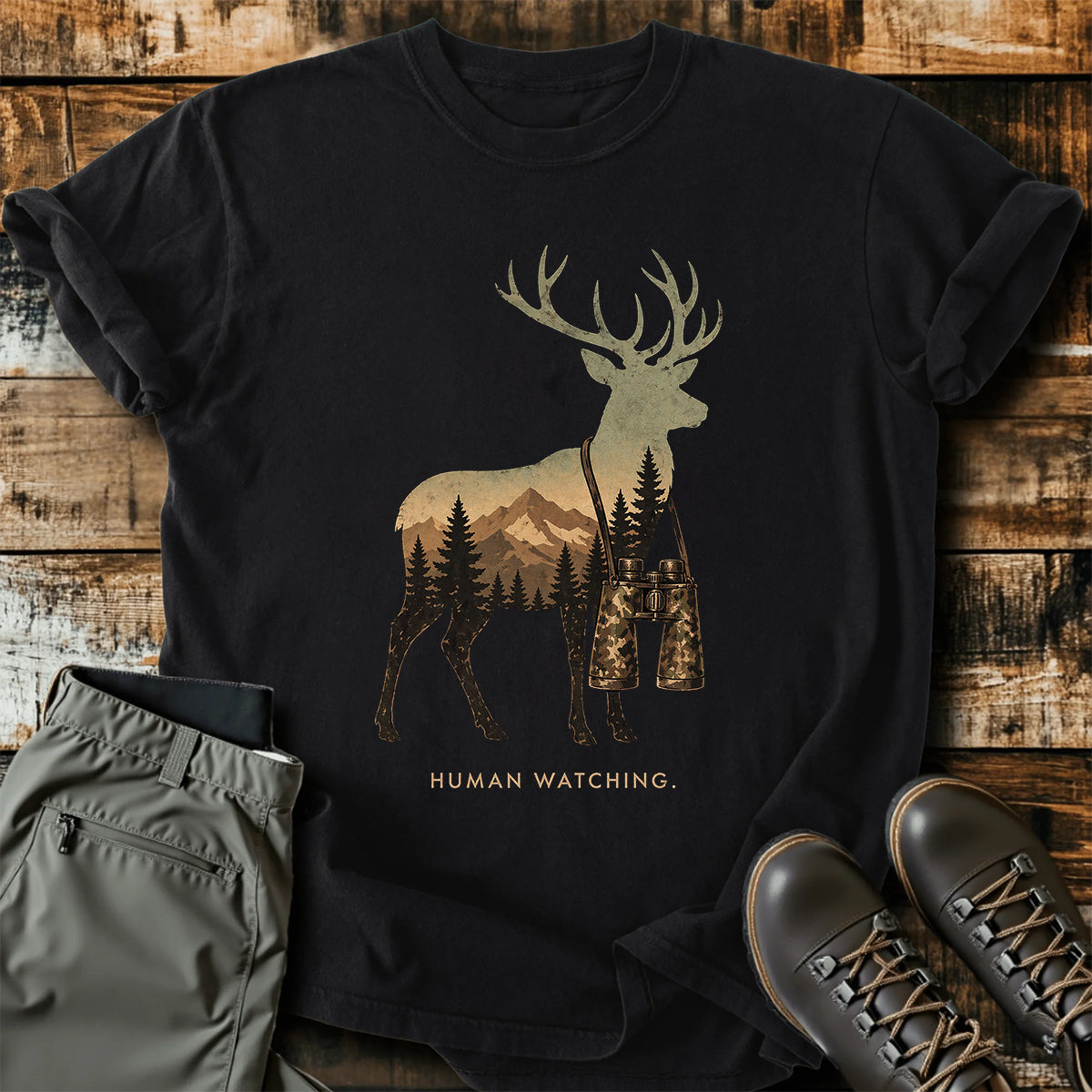 Deer Hunter Human Watching T-Shirt product image 1