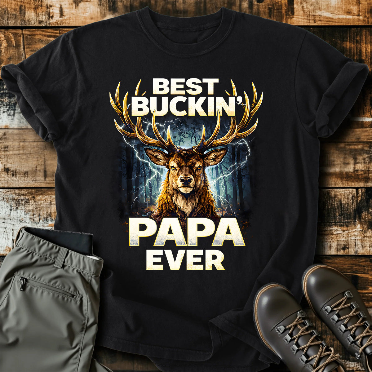 Best Buckin Papa Ever T-Shirt product image 1