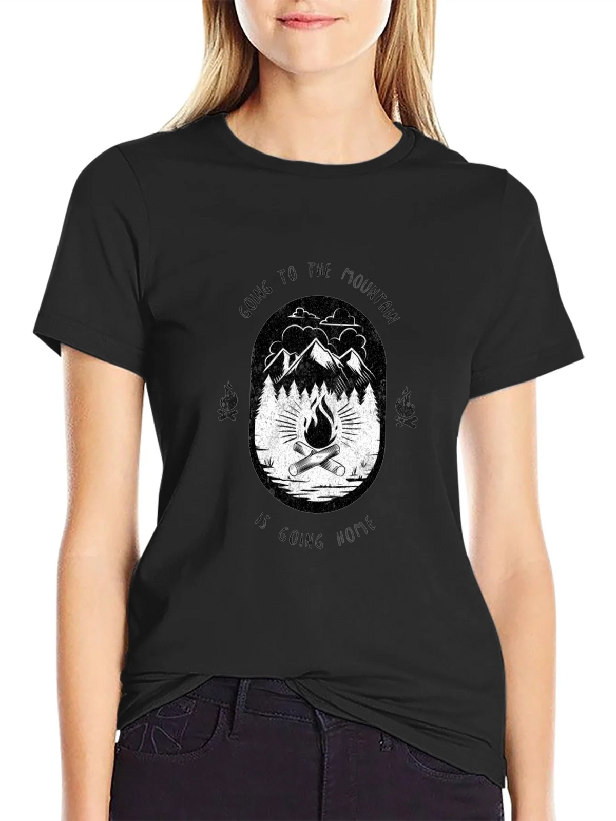 Black Campfire Mountain Graphic T-Shirt product image 2