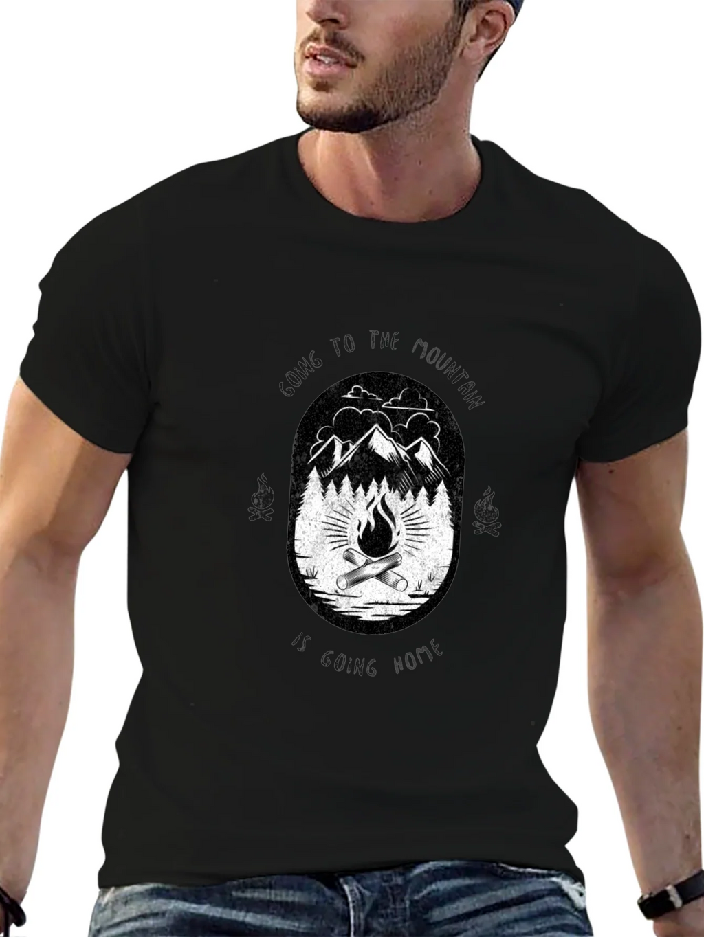 Black Campfire Mountain Graphic T-Shirt product image 6