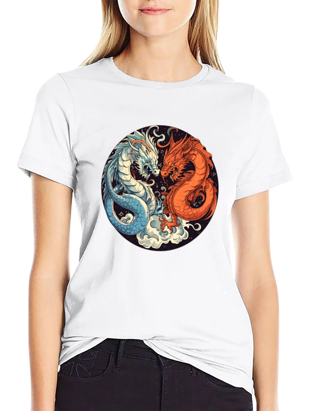 Yin Yang Dragon Graphic Tee product image 4