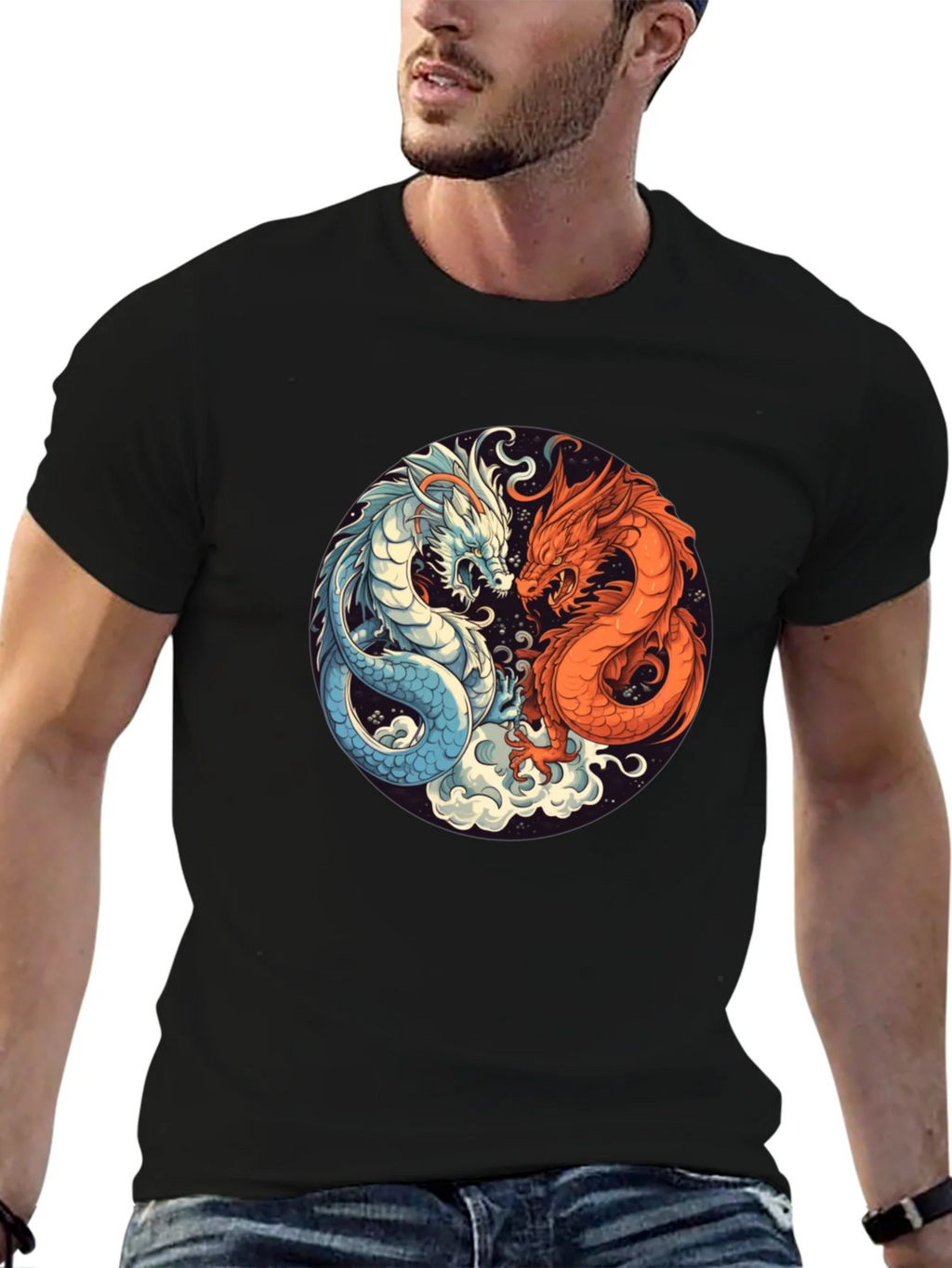 Yin Yang Dragon Graphic Tee product image 3
