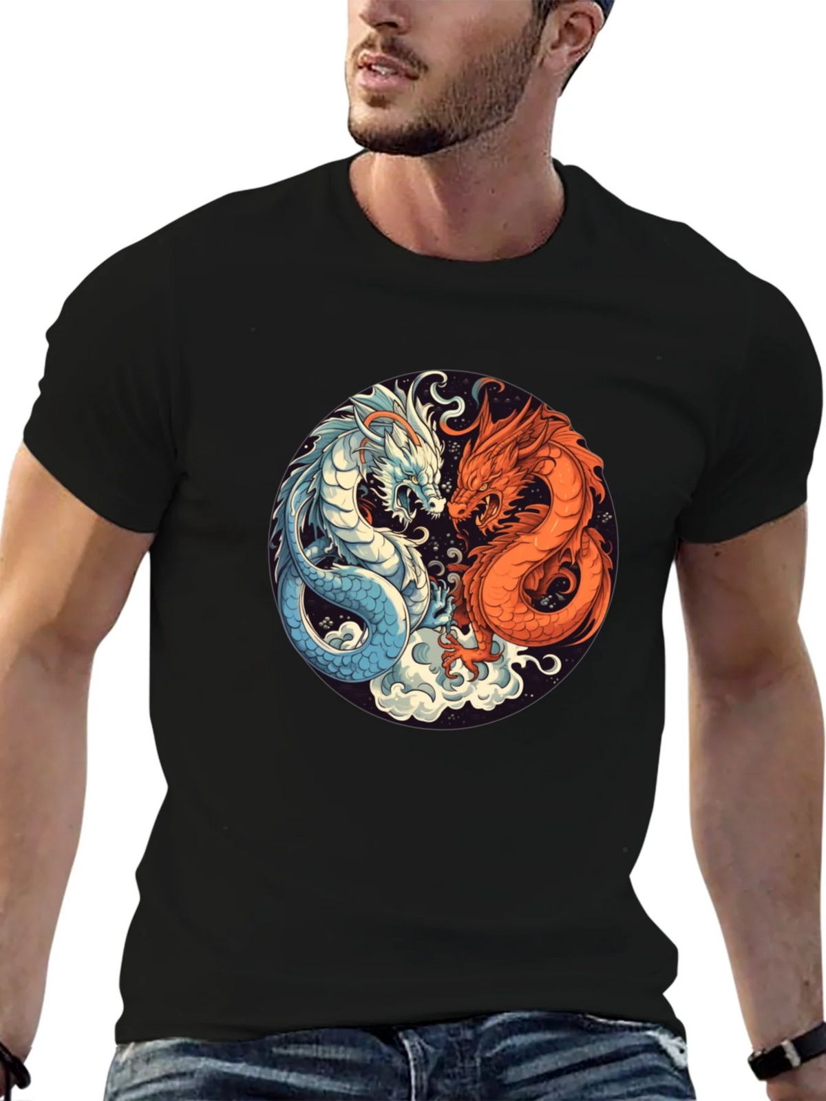 Yin Yang Dragon Graphic Tee product image 3