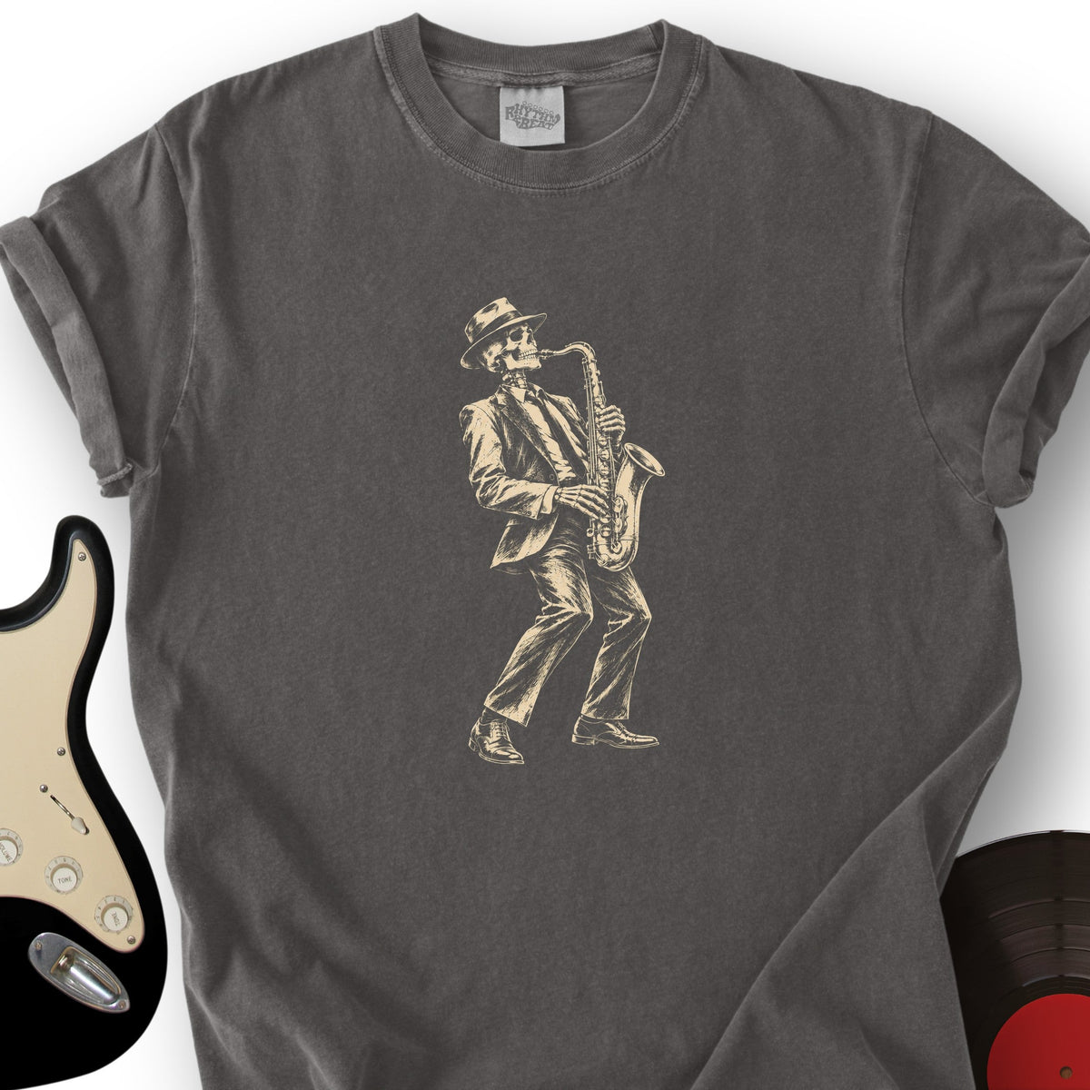 Skeleton Saxophonist Cream T-Shirt product image 2