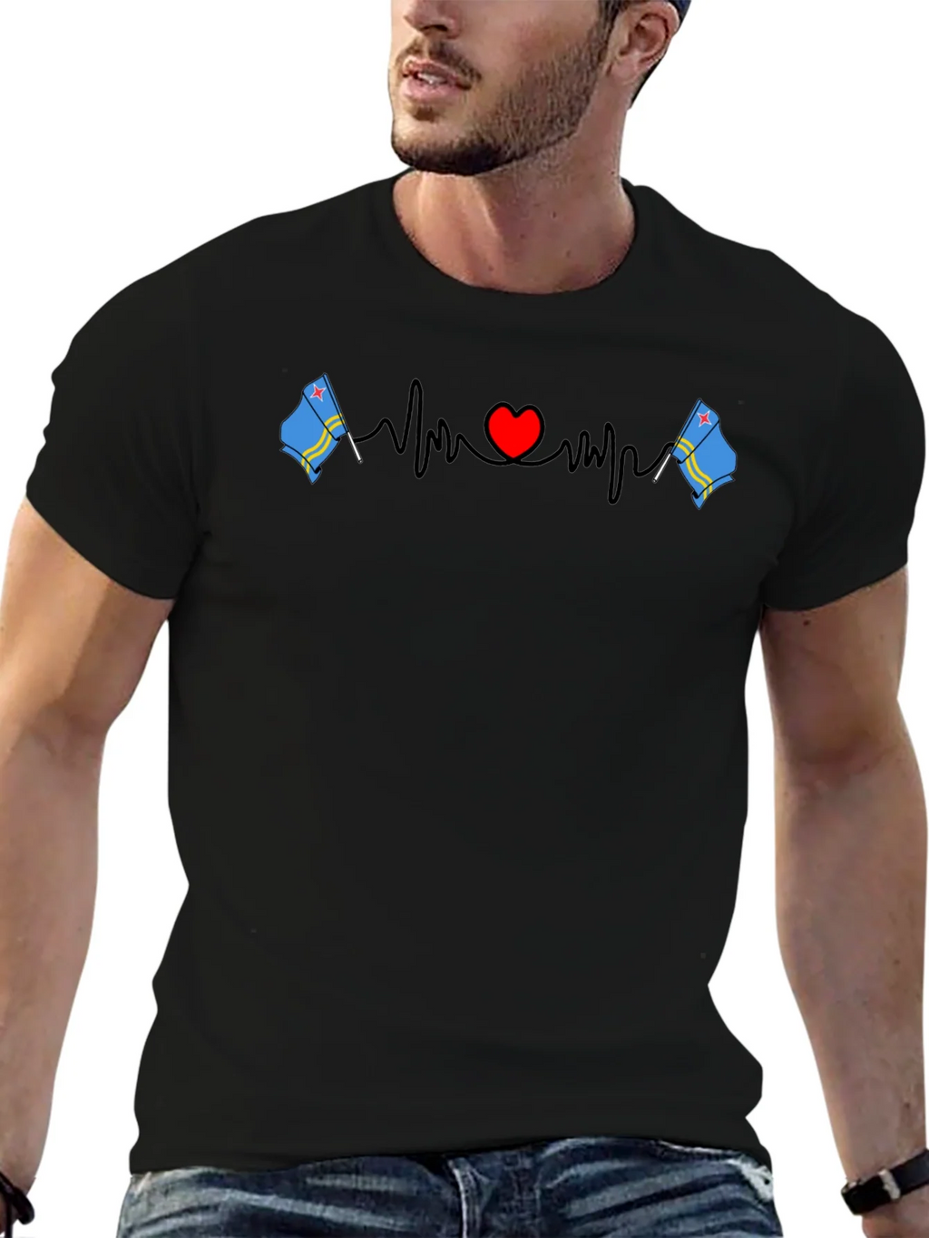 Aruba Flag Heartbeat T-Shirt product image 5