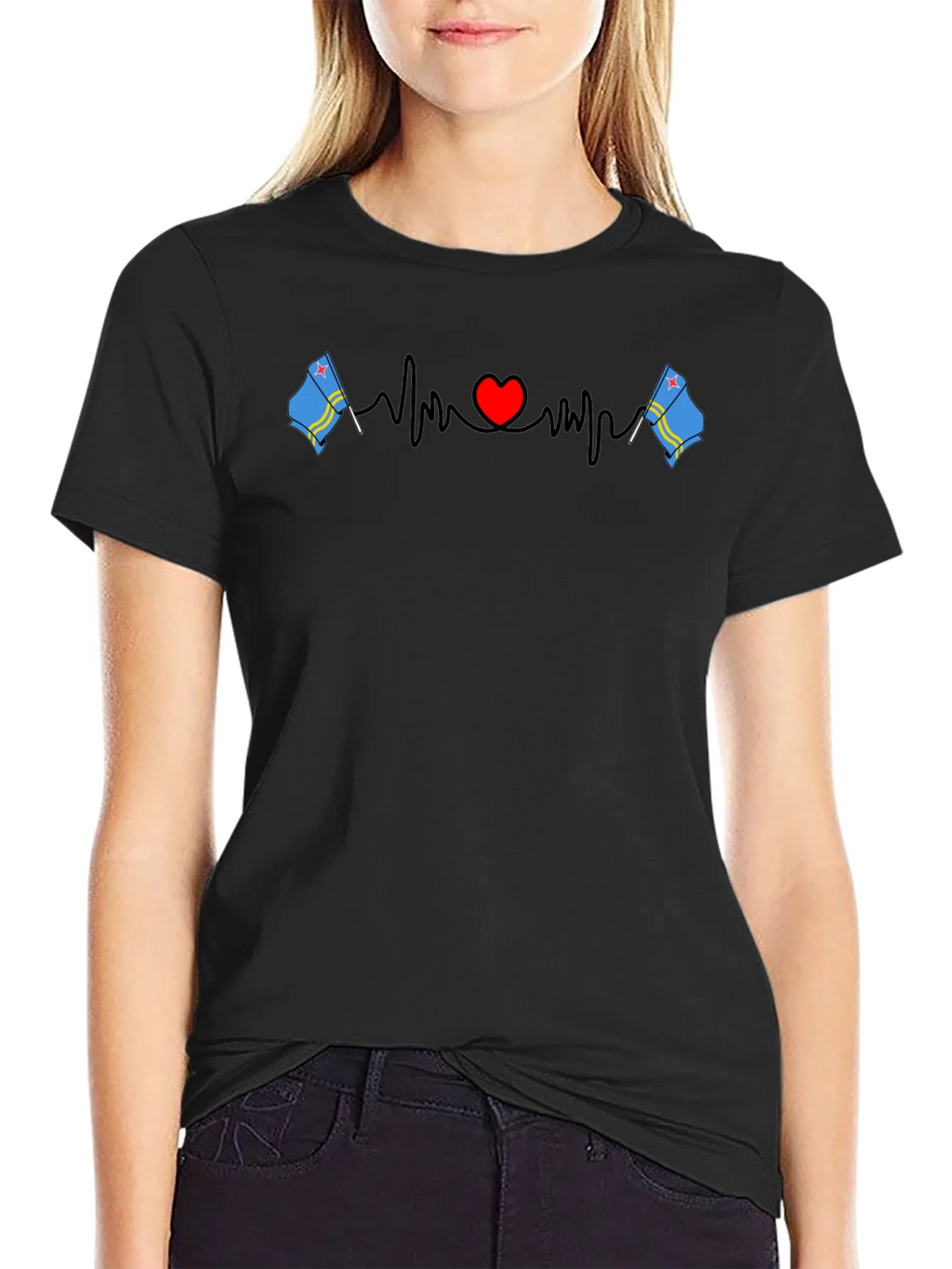Aruba Flag Heartbeat T-Shirt product image 1