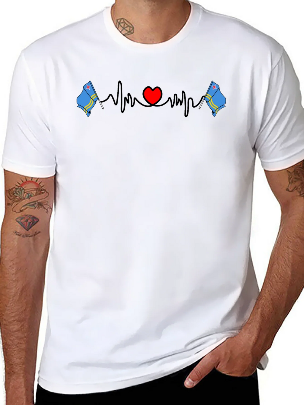 Aruba Flag Heartbeat T-Shirt product image 6
