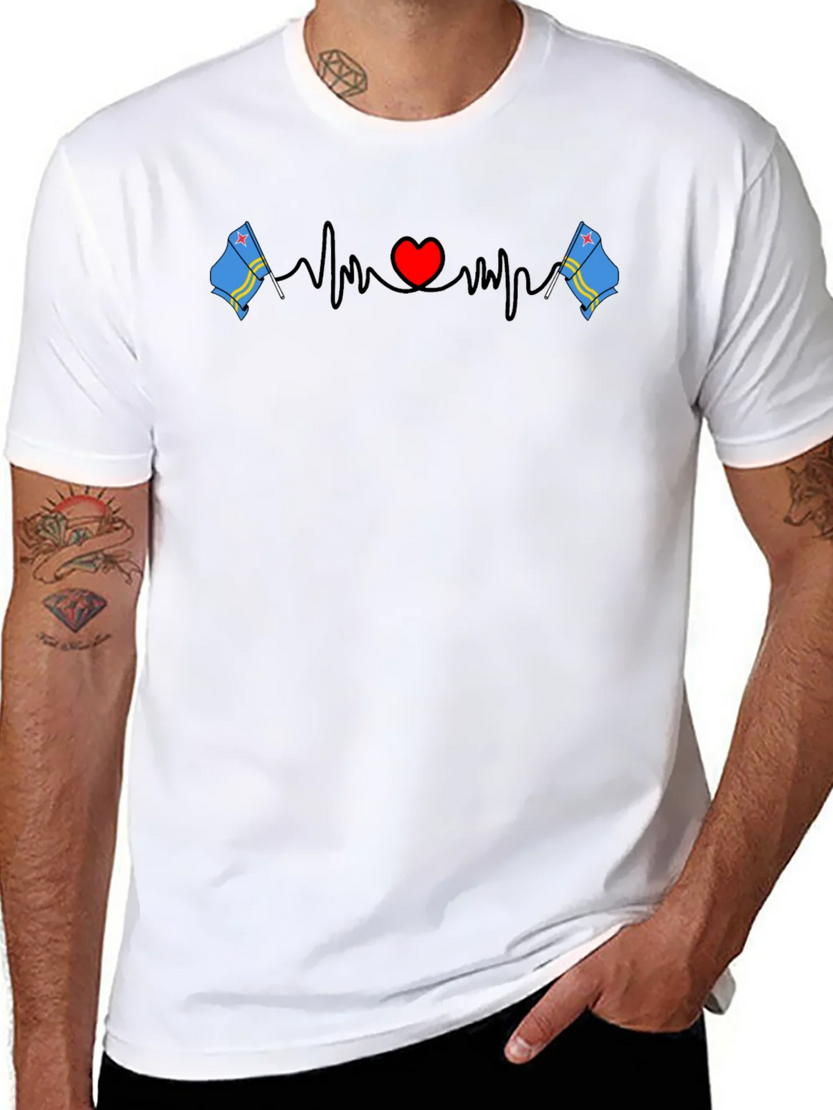 Aruba Flag Heartbeat T-Shirt product image 6