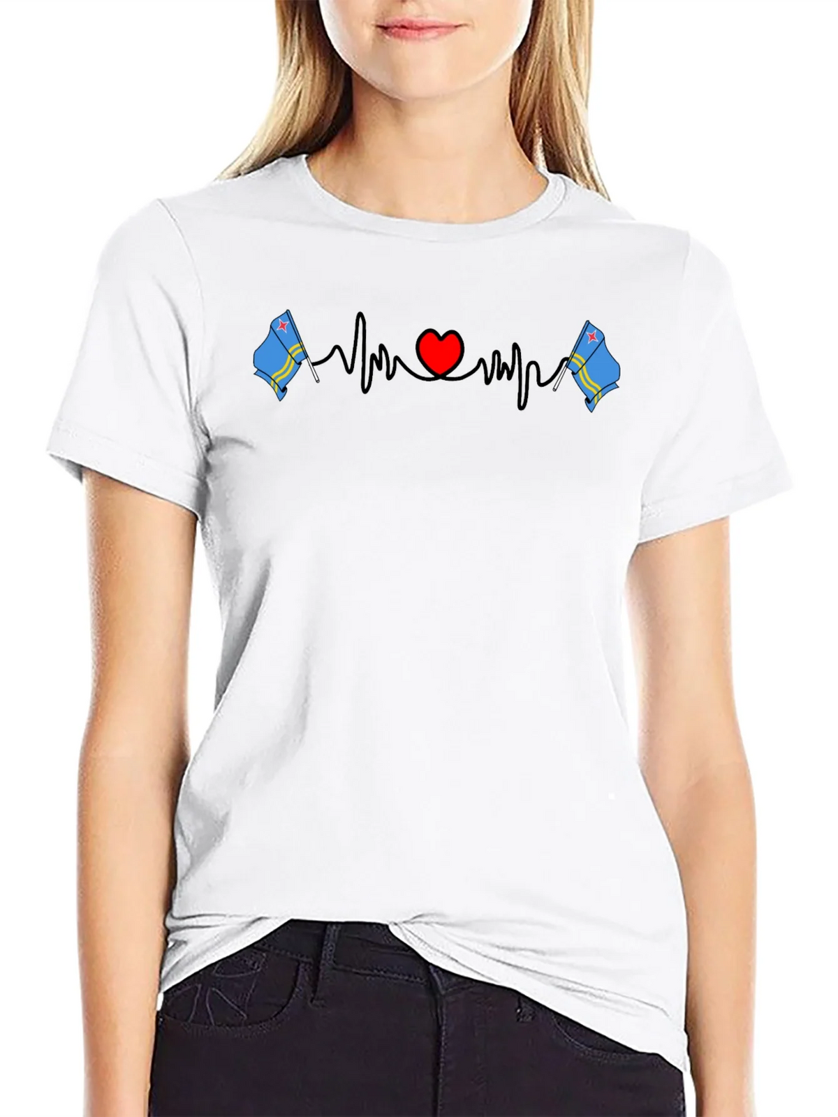 Aruba Flag Heartbeat T-Shirt product image 7