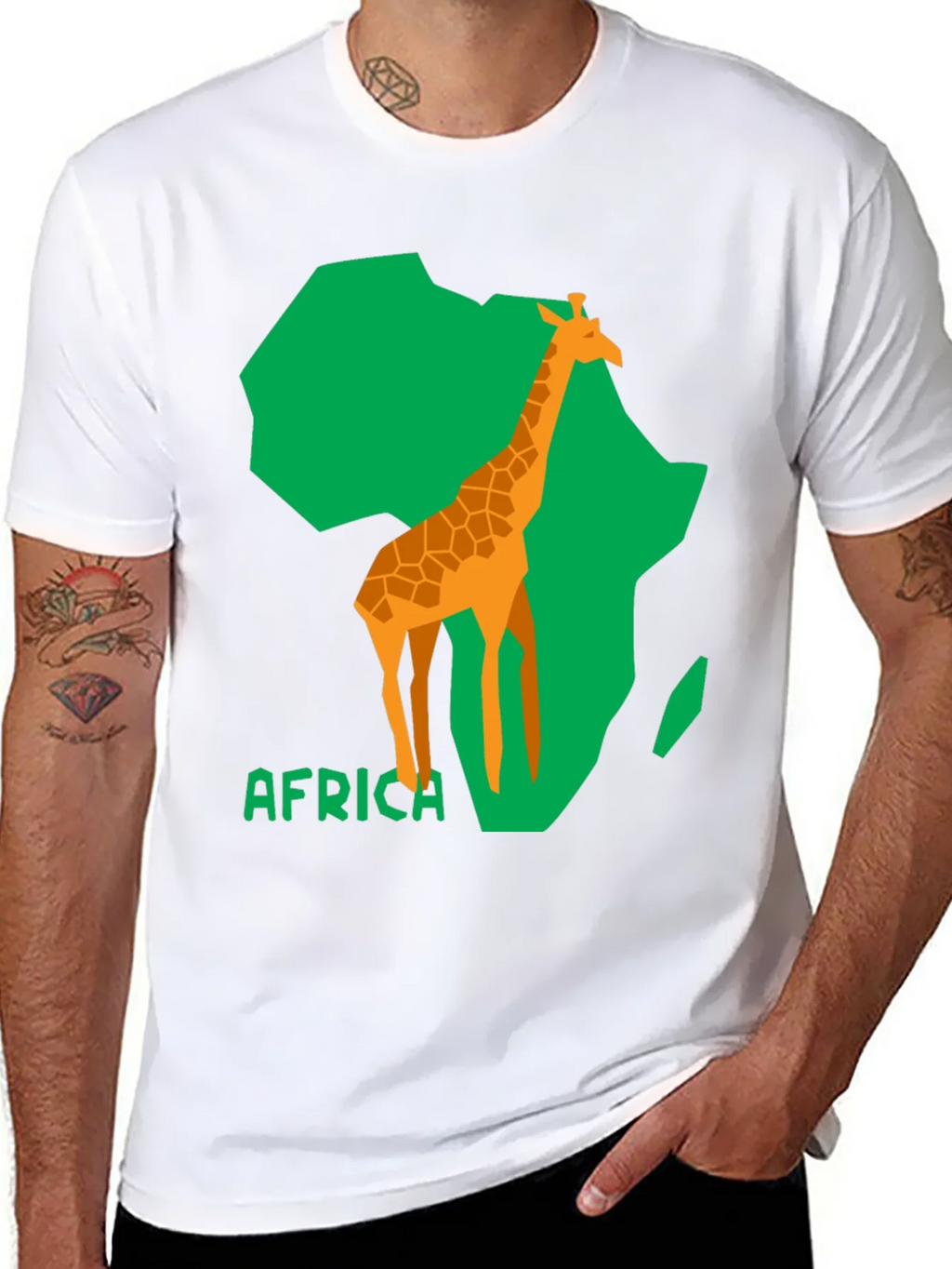 Africa Giraffe Graphic Tee - Black Cotton T-Shirt product image 7