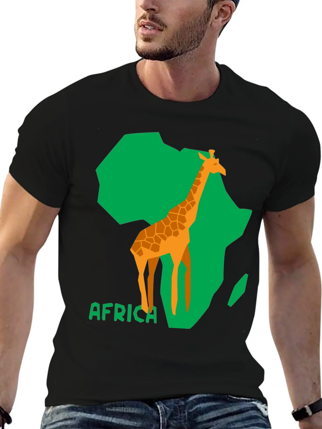 Africa Giraffe Graphic Tee - Black Cotton T-Shirt product image 6