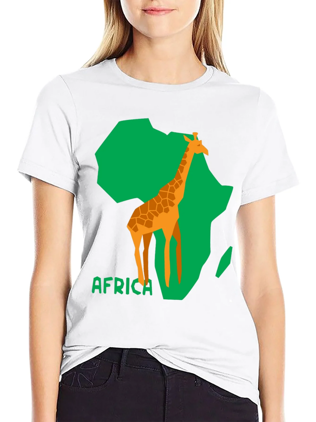 Africa Giraffe Graphic Tee - Black Cotton T-Shirt product image 8
