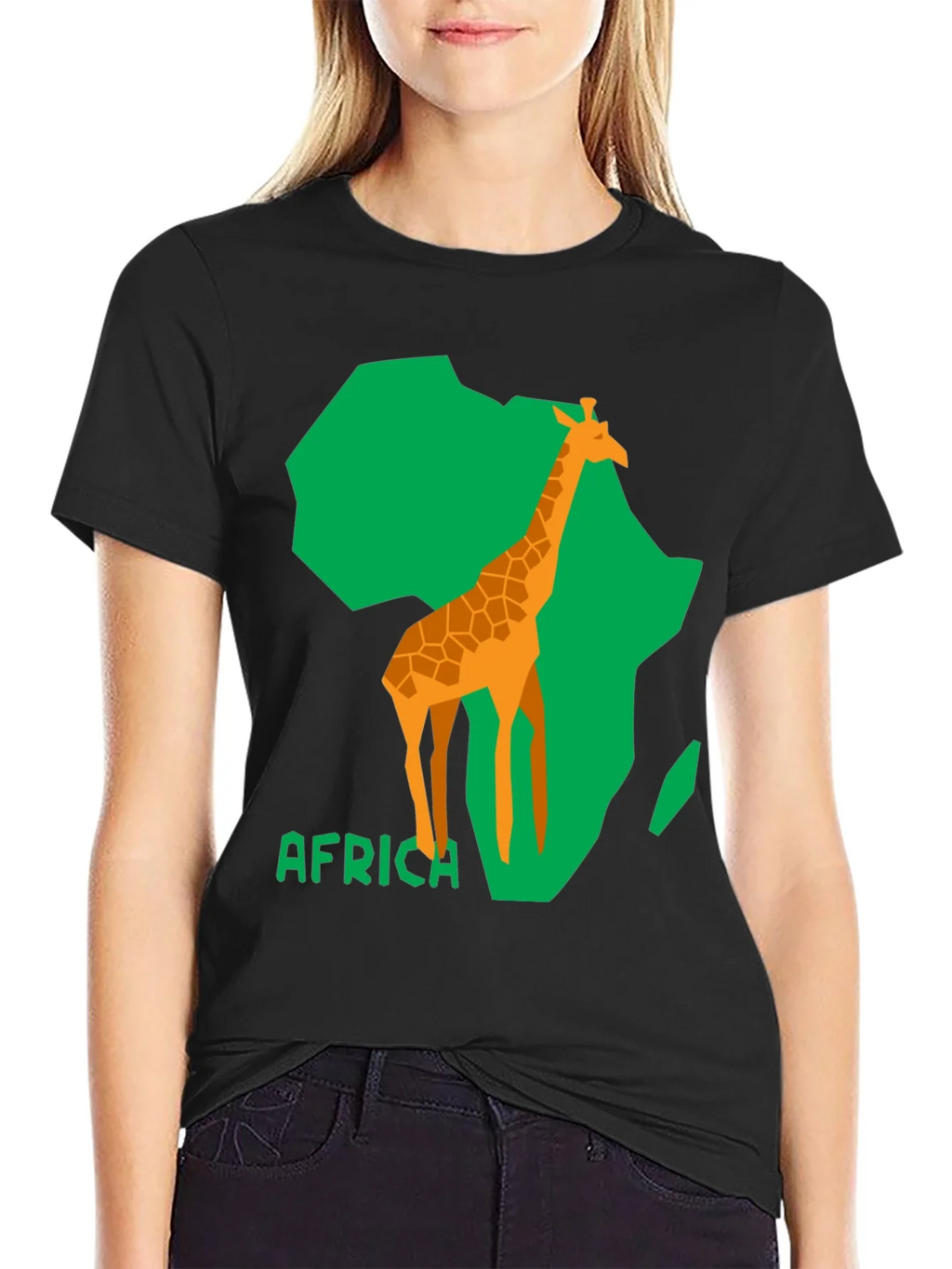 Africa Giraffe Graphic Tee - Black Cotton T-Shirt product image 2