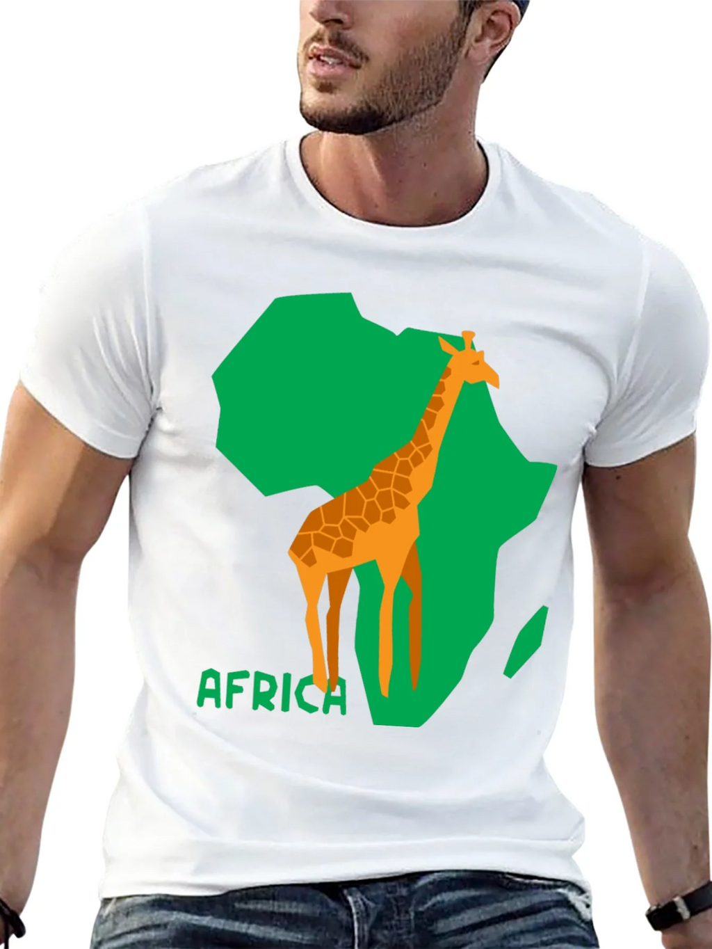 Africa Giraffe Graphic Tee - Black Cotton T-Shirt product image 12