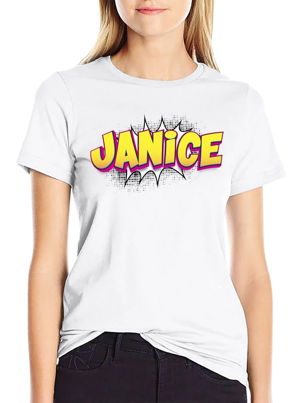 Janice Comic Book Style Black T-Shirt product image 8
