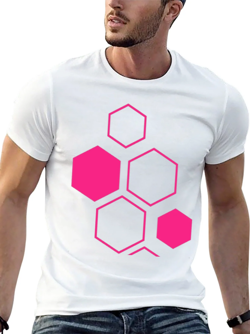 Geometric Hexagon Graphic Black T-Shirt product image 10