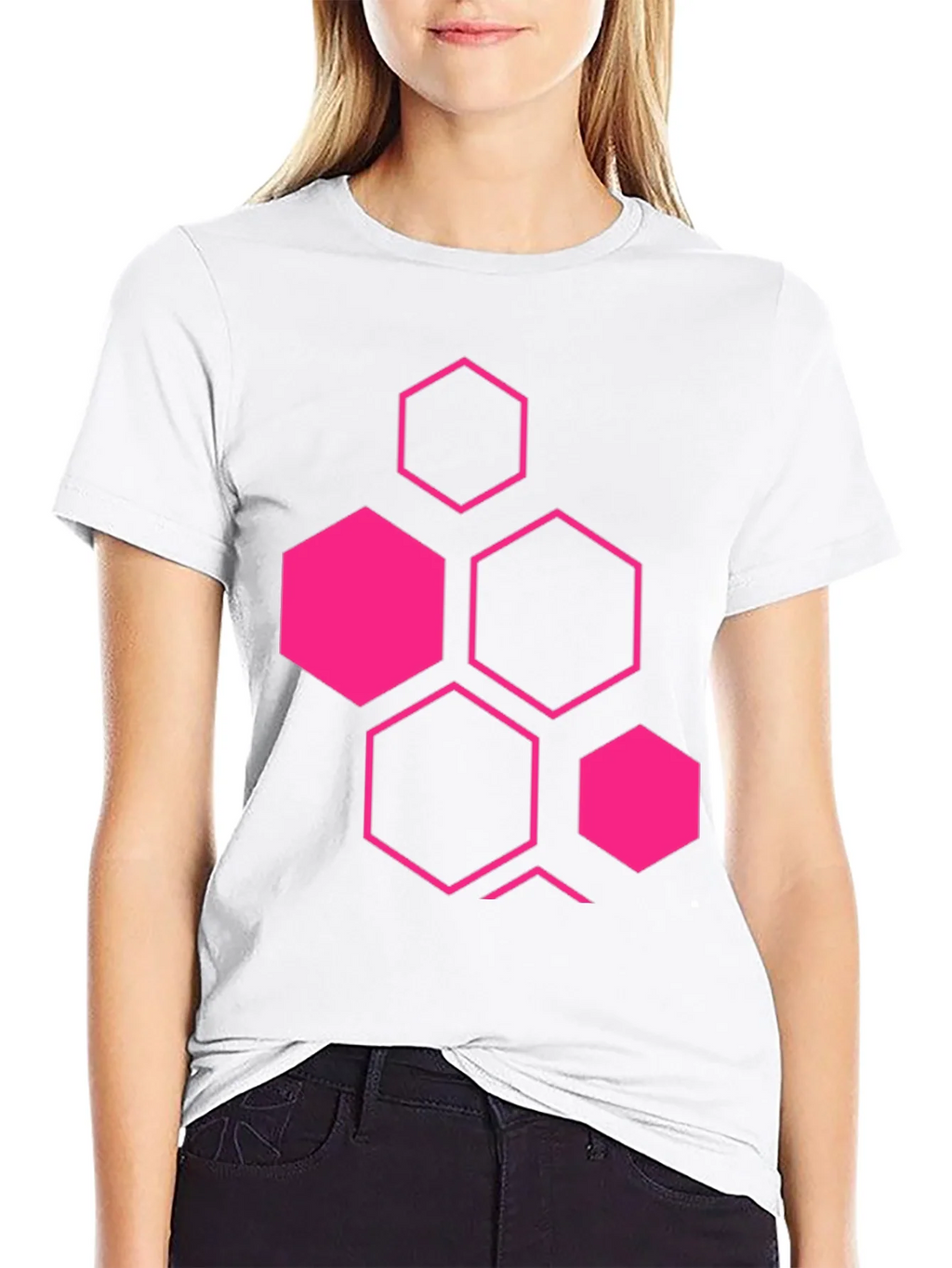 Geometric Hexagon Graphic Black T-Shirt product image 7