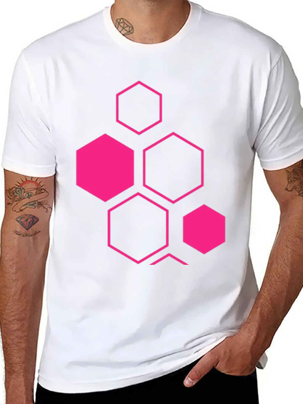 Geometric Hexagon Graphic Black T-Shirt product image 6
