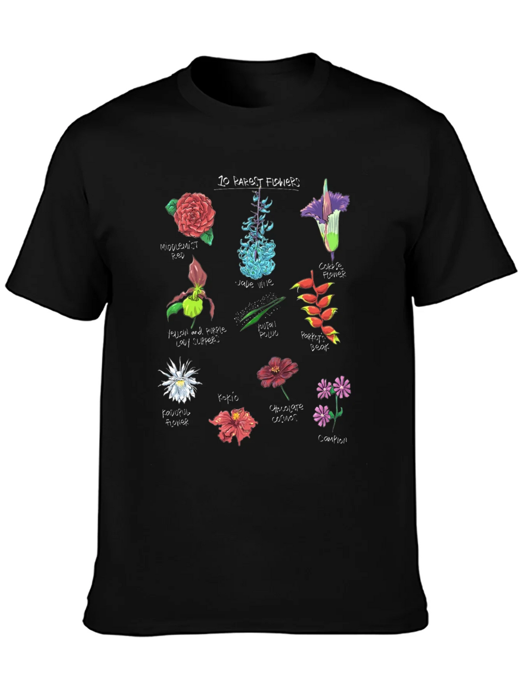 10 Rarest Flowers T-Shirt Botanical Graphic Tee product image 3