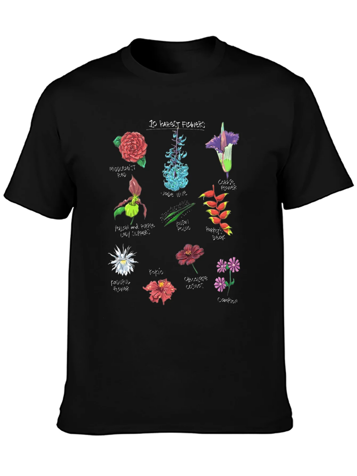 10 Rarest Flowers T-Shirt Botanical Graphic Tee product image 3