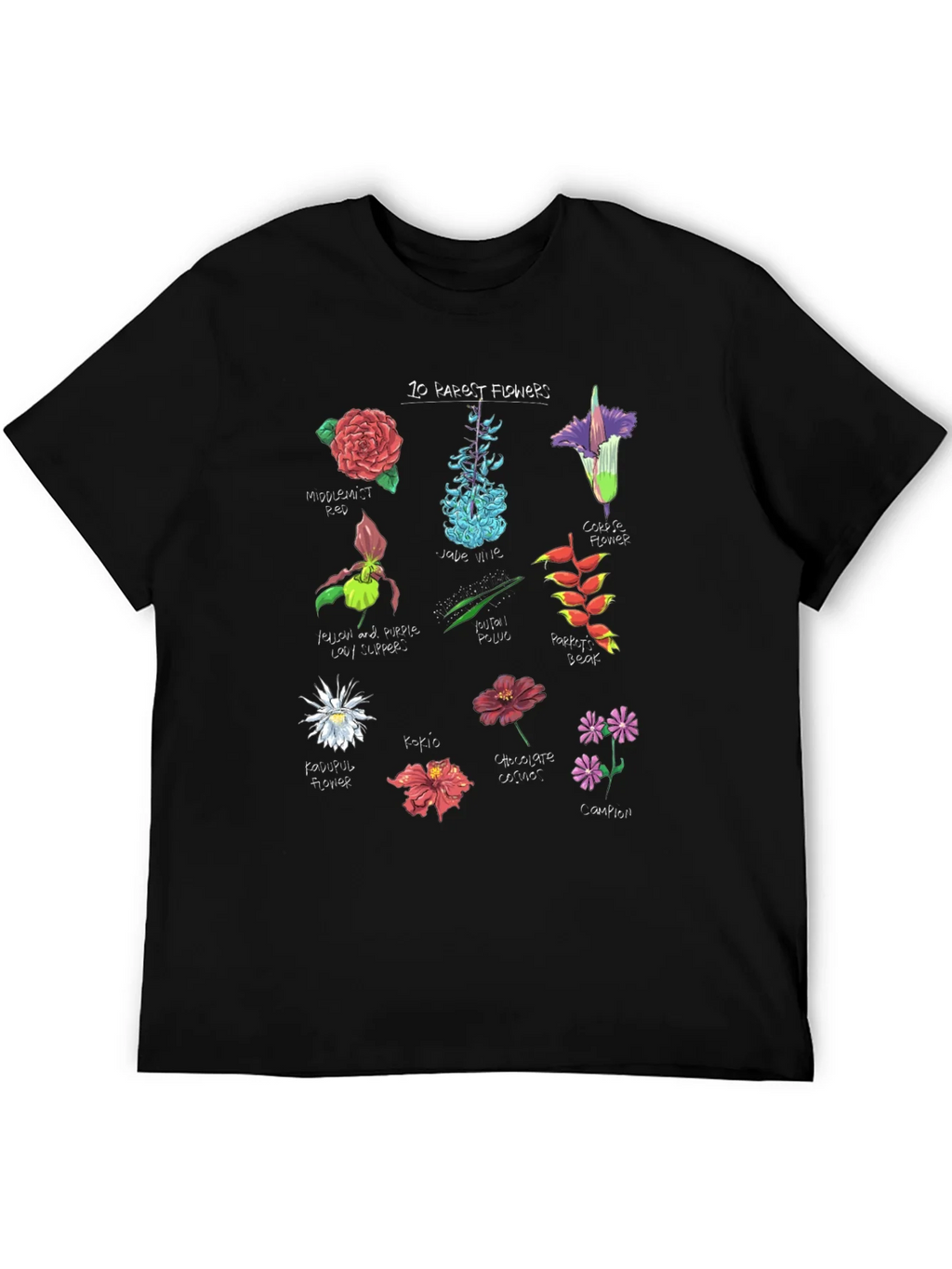 10 Rarest Flowers T-Shirt Botanical Graphic Tee product image 5