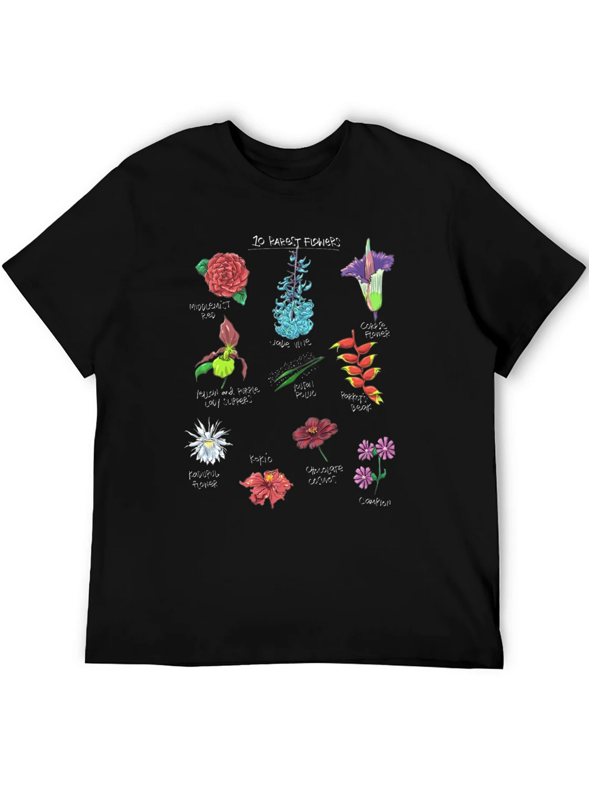 10 Rarest Flowers T-Shirt Botanical Graphic Tee product image 5