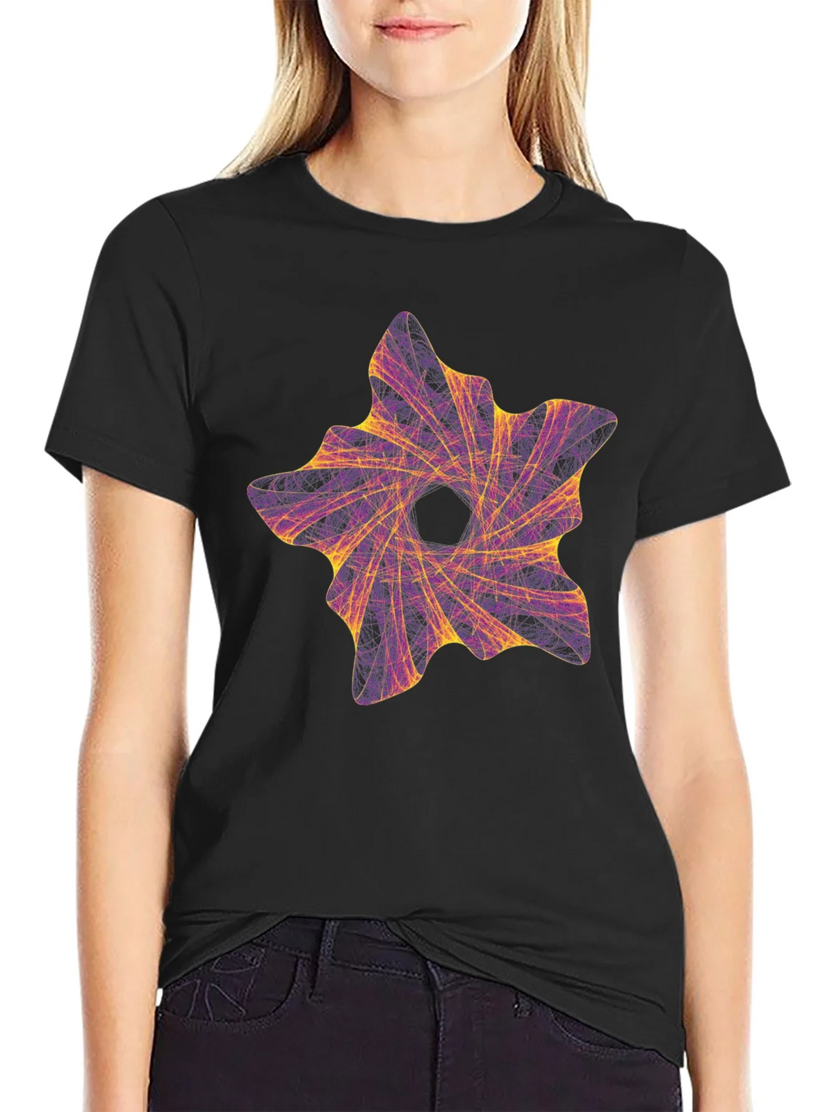 Abstract Vortex Graphic Black T-Shirt product image 2