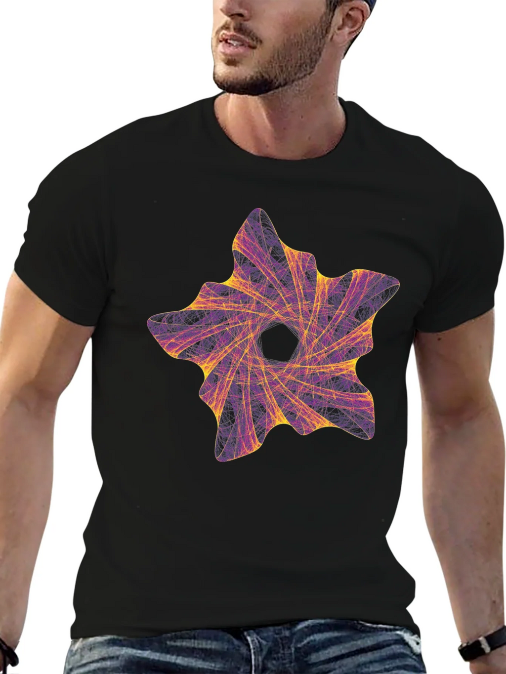 Abstract Vortex Graphic Black T-Shirt product image 5